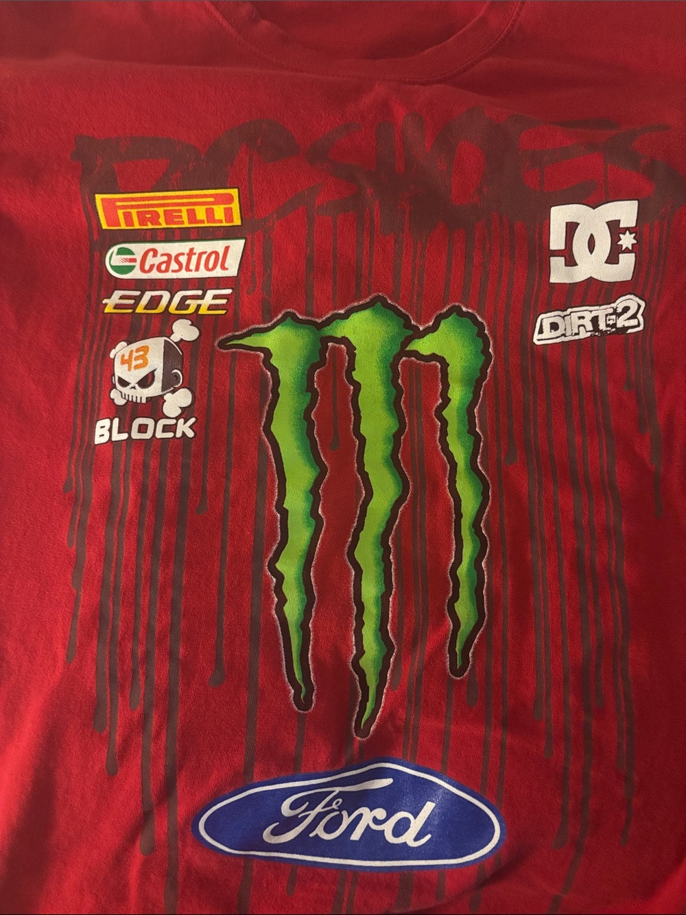 Monster Energy x Ford Red x DC shoes Logo Tee - RARE - Picture 2 of 2